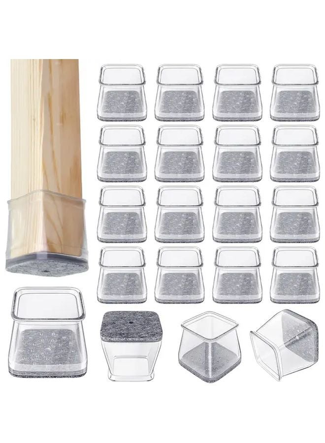 24 Pcs Gray Heavy Duty Silicone Felt Chair Leg Floor Protectors Noise Reducing Scratch Proof - Image 1